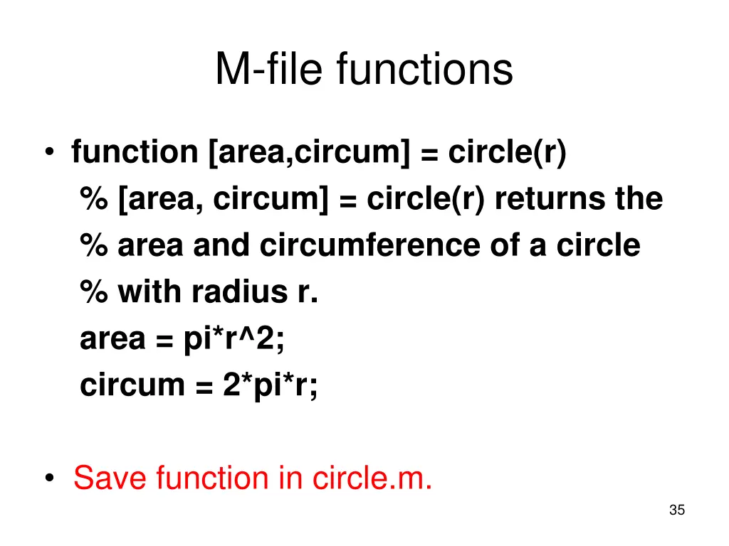 m file functions