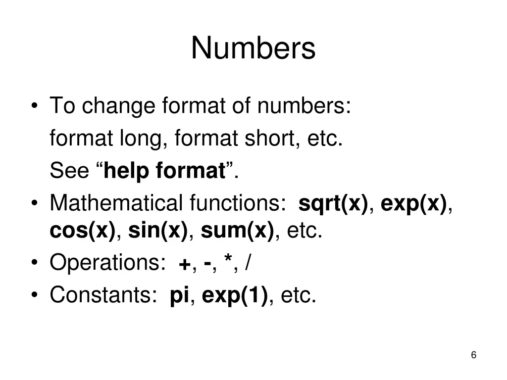 numbers