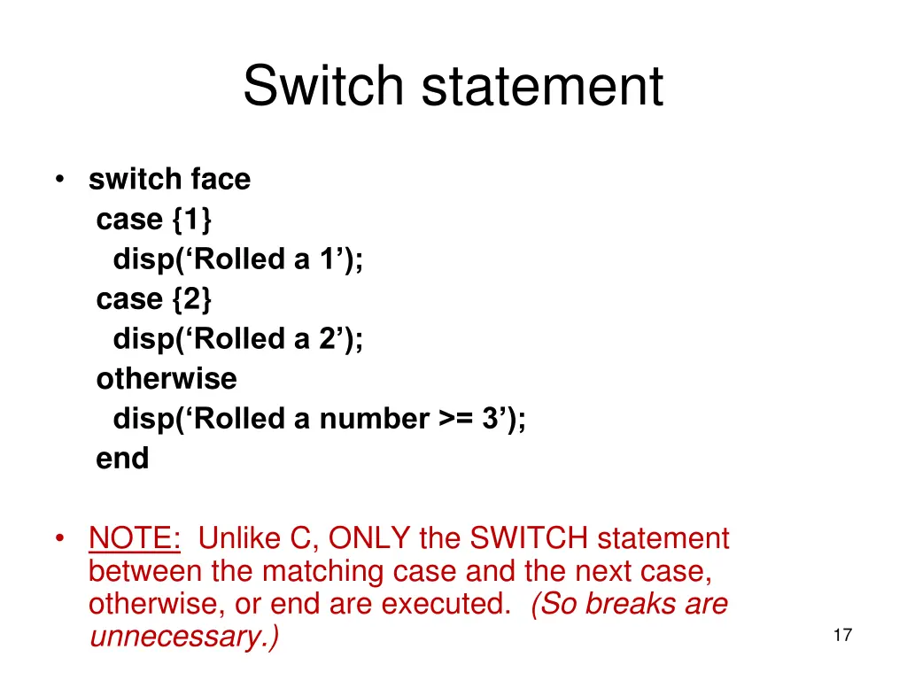 switch statement