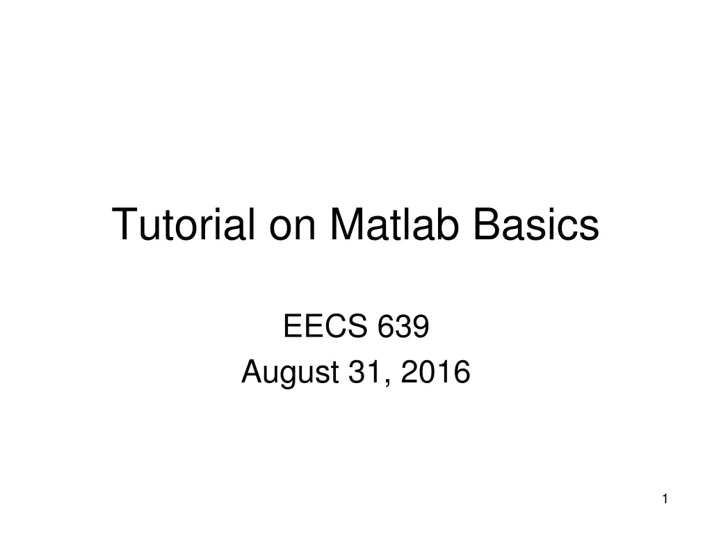 tutorial on matlab basics