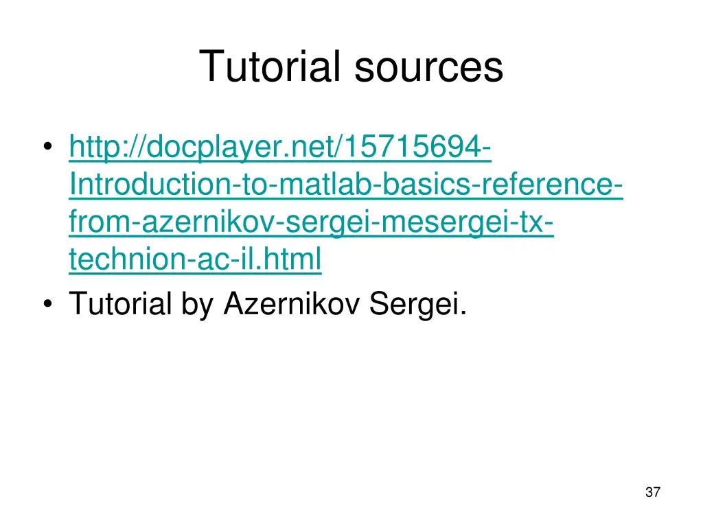 tutorial sources