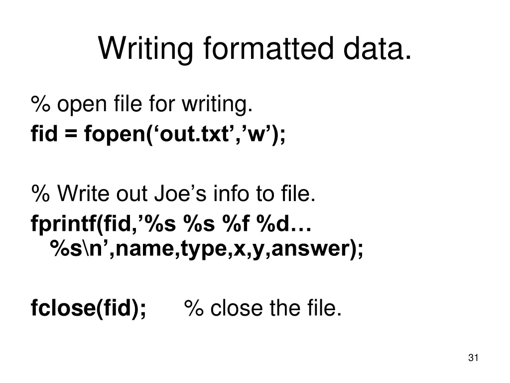 writing formatted data