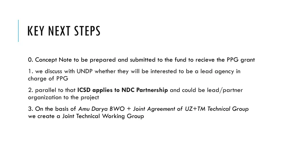 key next steps