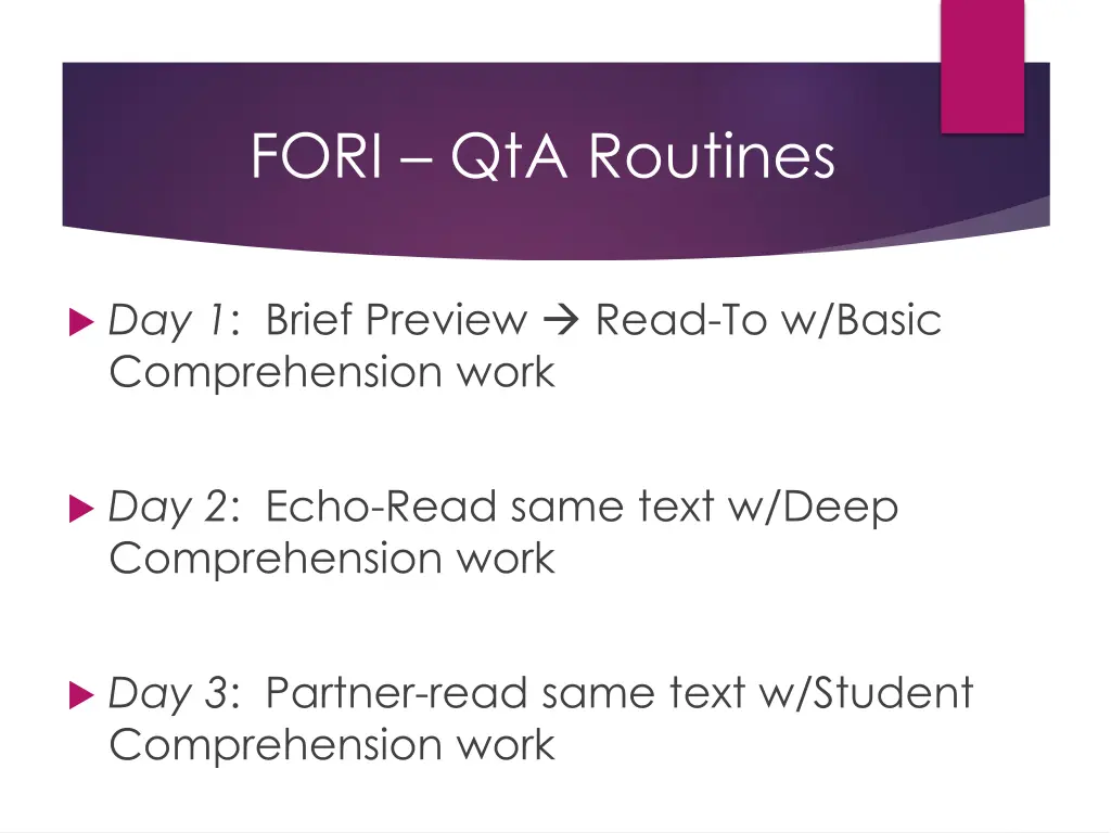 fori qta routines