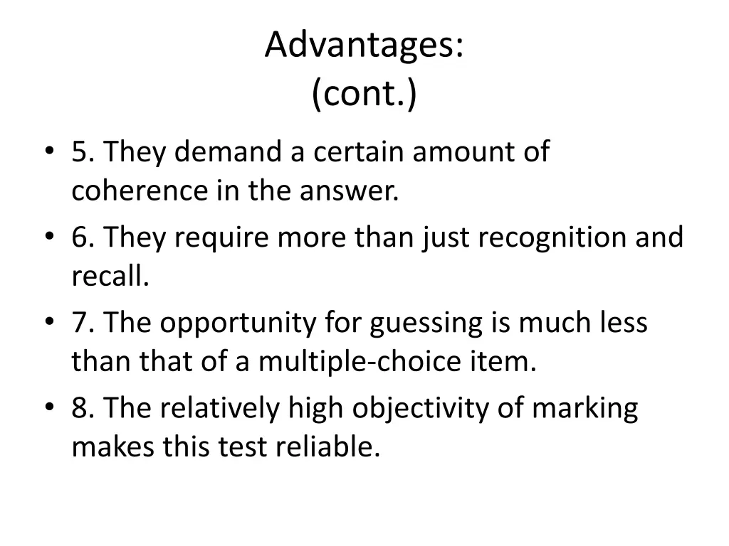 advantages cont