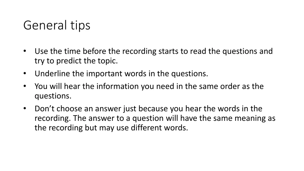 general tips