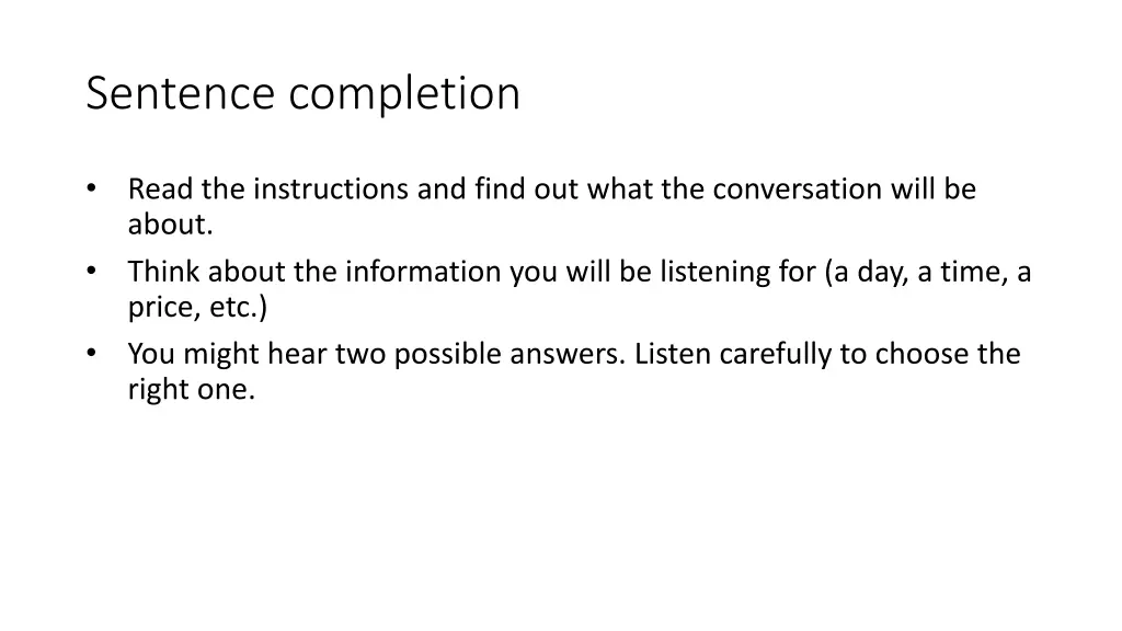 sentence completion