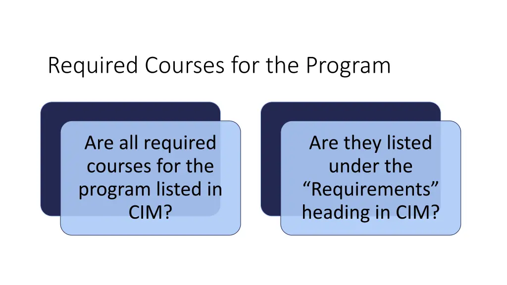 required courses for the program
