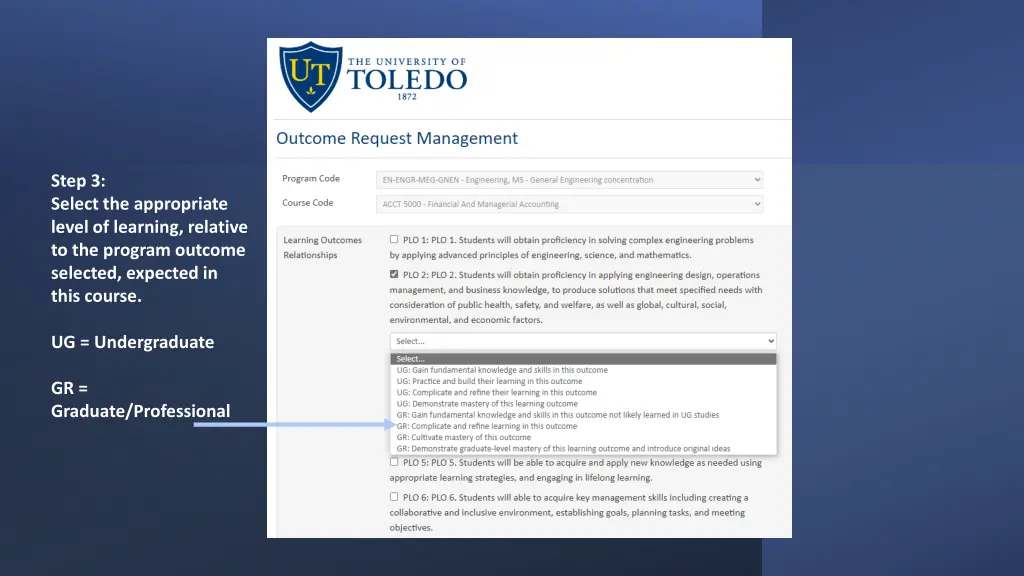 step 3 select the appropriate level of learning