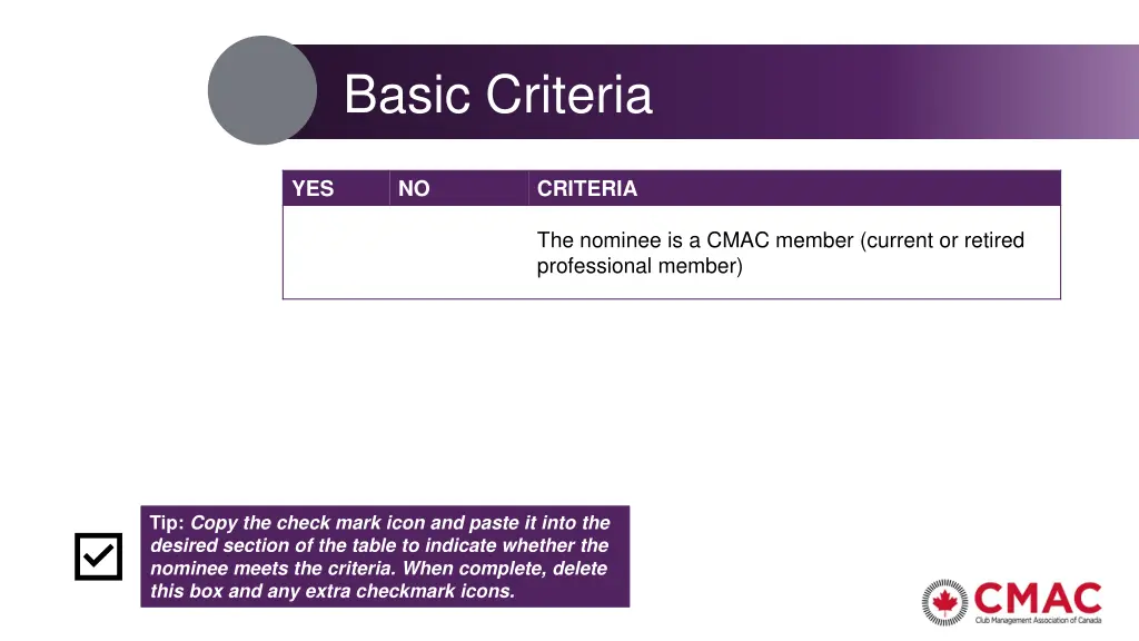 basic criteria