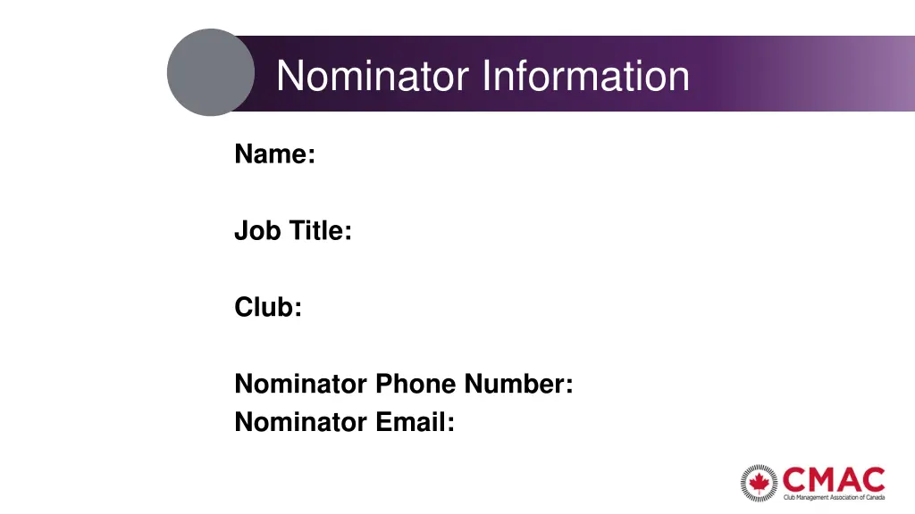nominator information