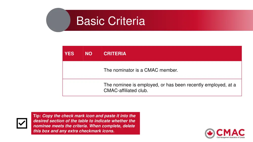 basic criteria