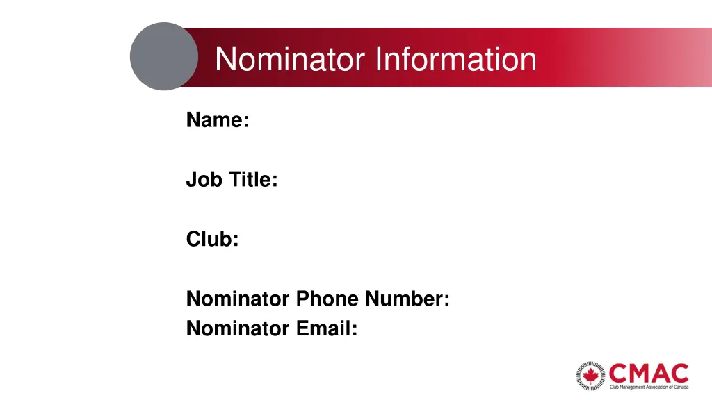nominator information