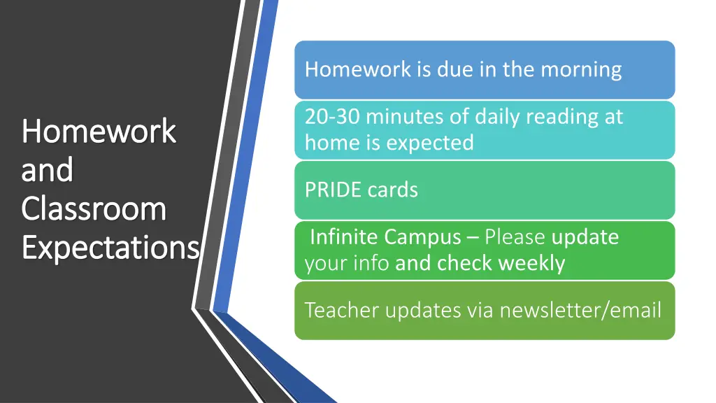 homework is due in the morning