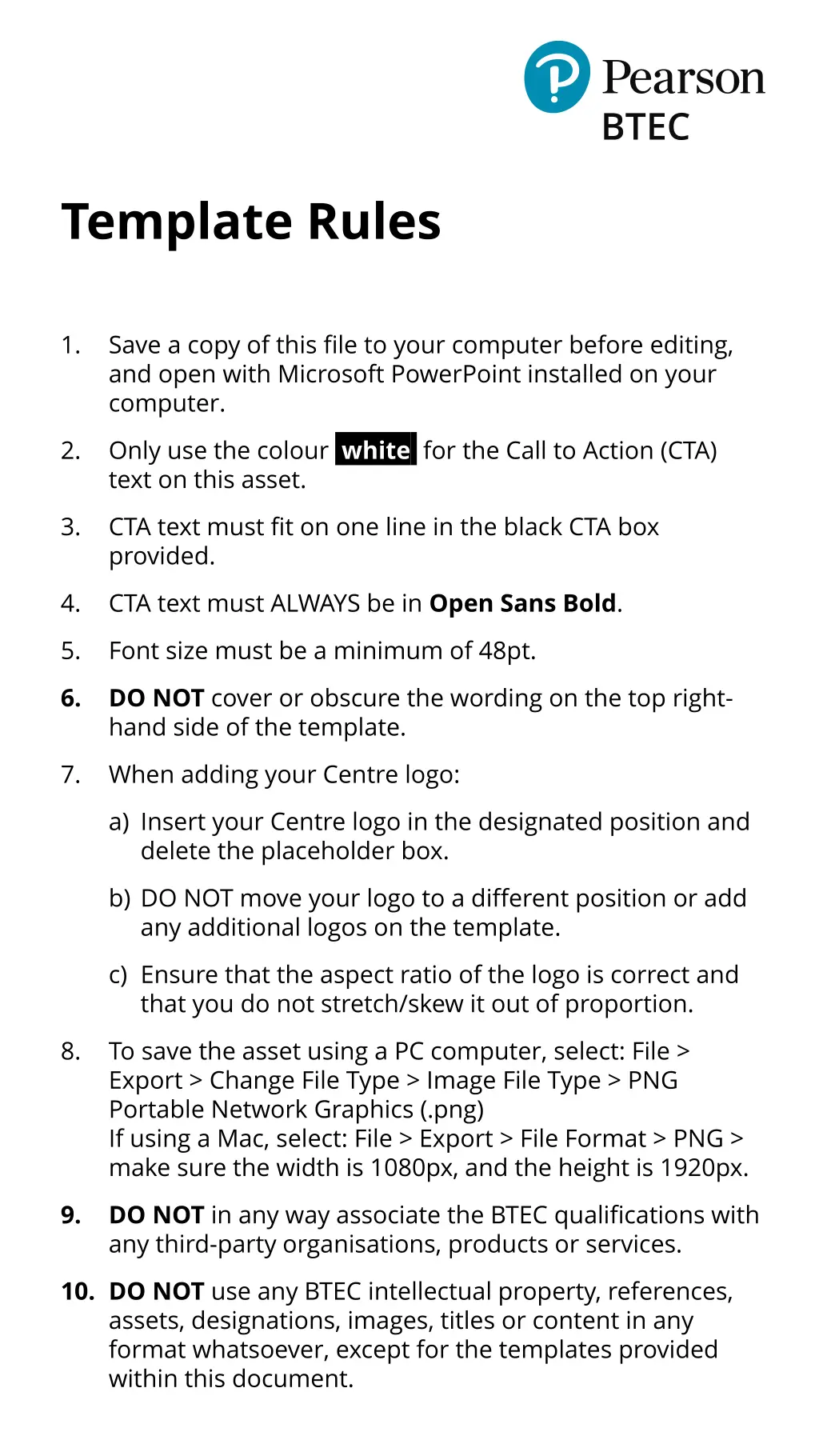 template rules