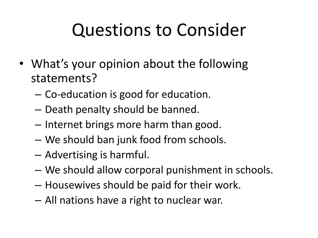 questions to consider