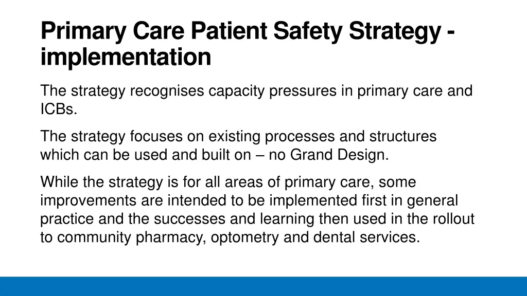 primary care patient safety strategy