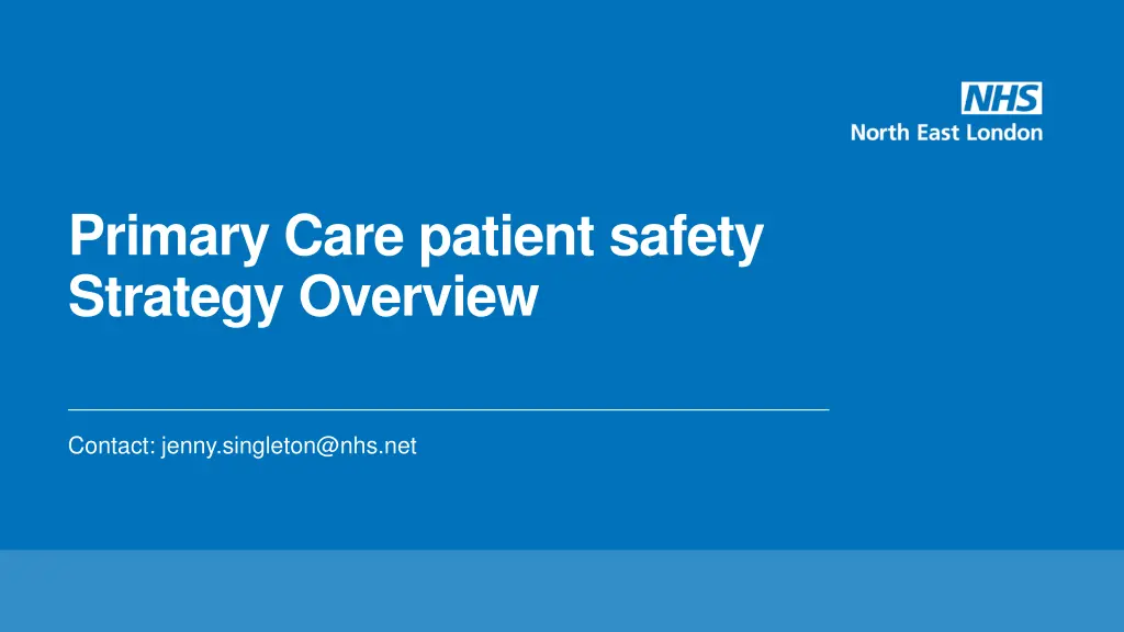 primary care patient safety strategy overview