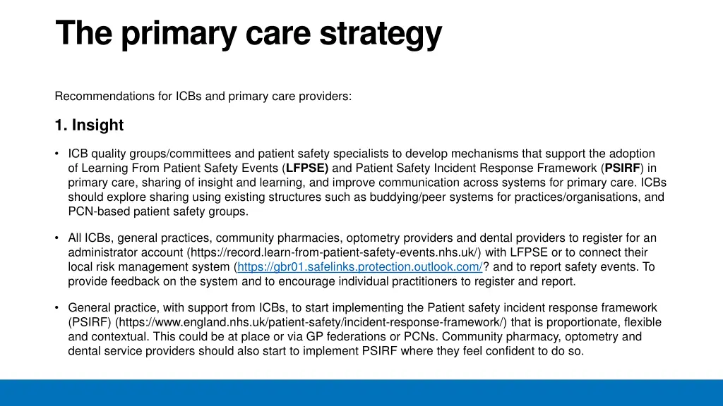 the primary care strategy 2