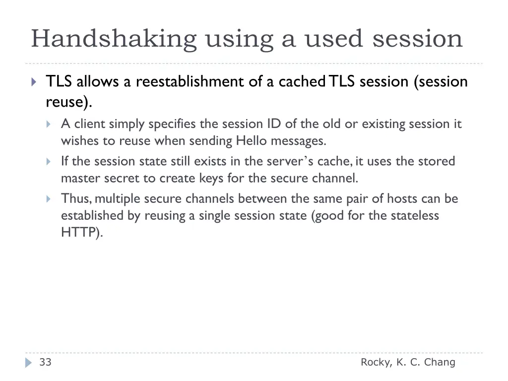 handshaking using a used session