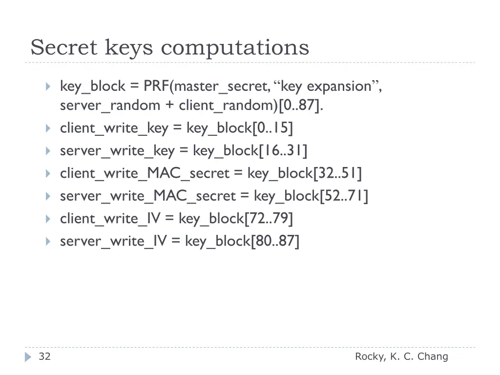 secret keys computations 2
