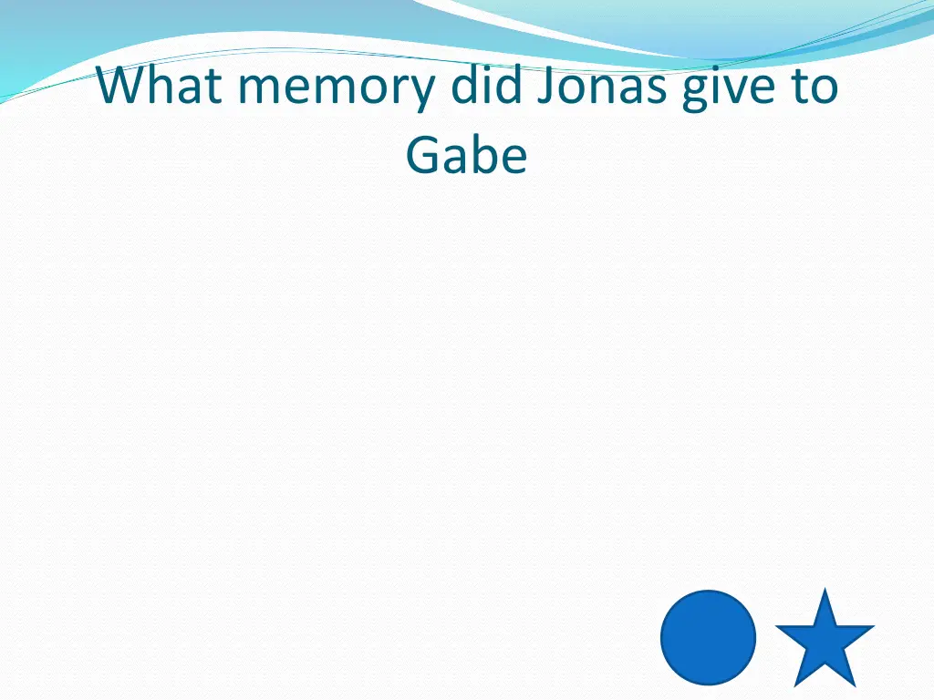 what memory did jonas give to gabe 1