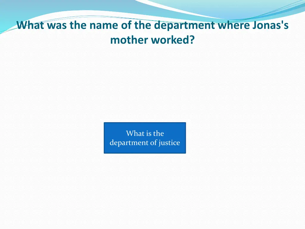 what was the name of the department where jonas