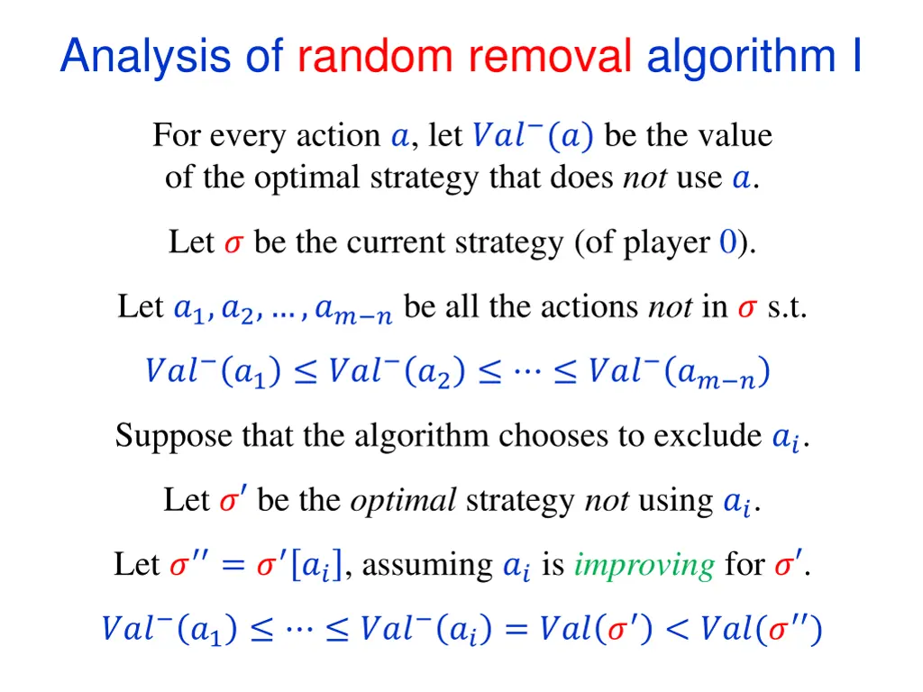 analysis of random removal algorithm i