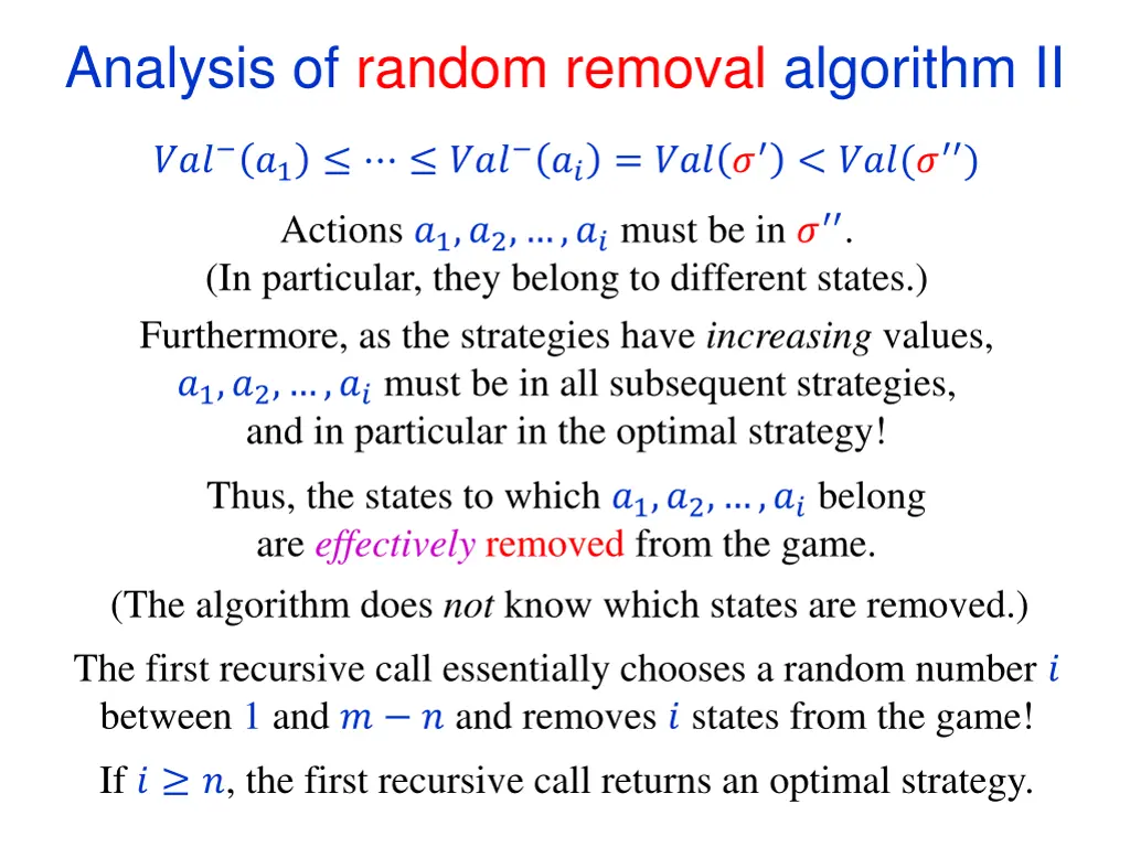 analysis of random removal algorithm ii