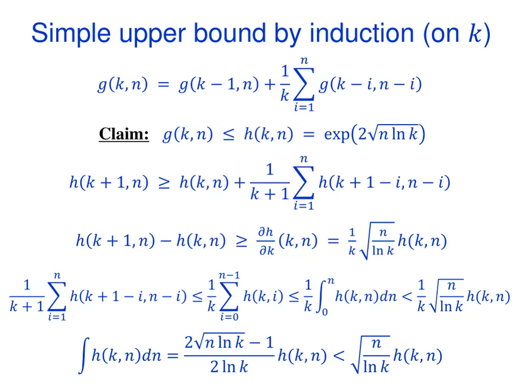 simple upper bound by induction on