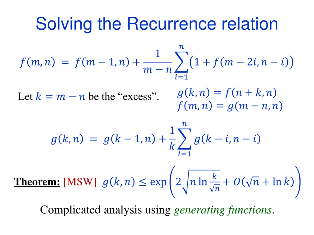 solving the recurrence relation