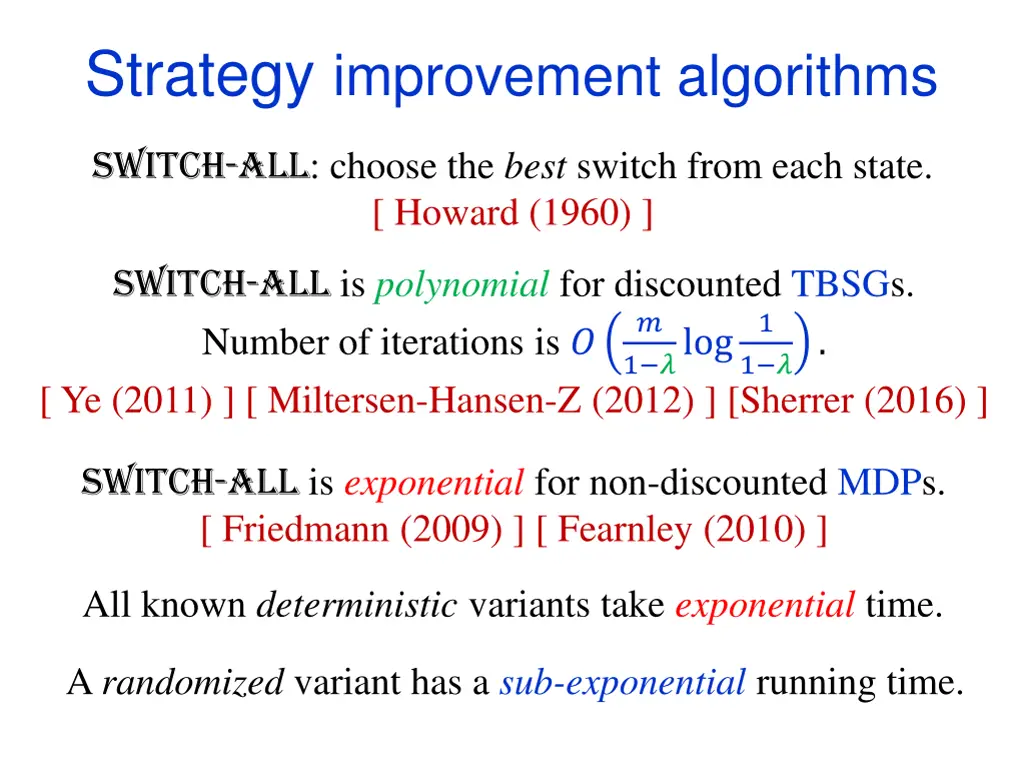 strategy improvement algorithms