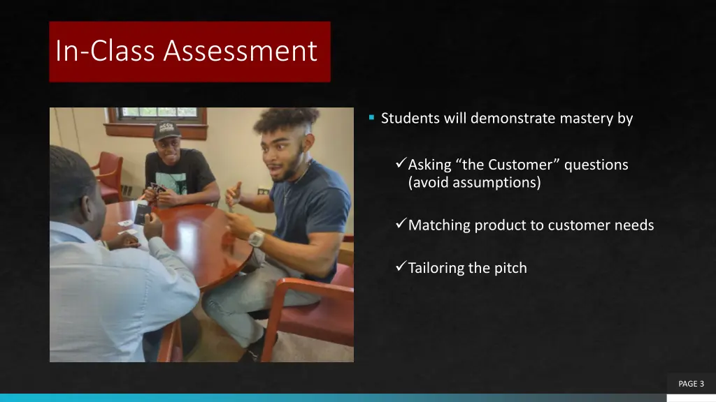 in class assessment
