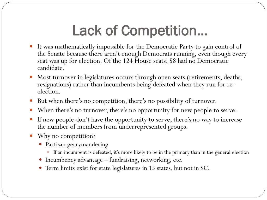 lack of competition lack of competition