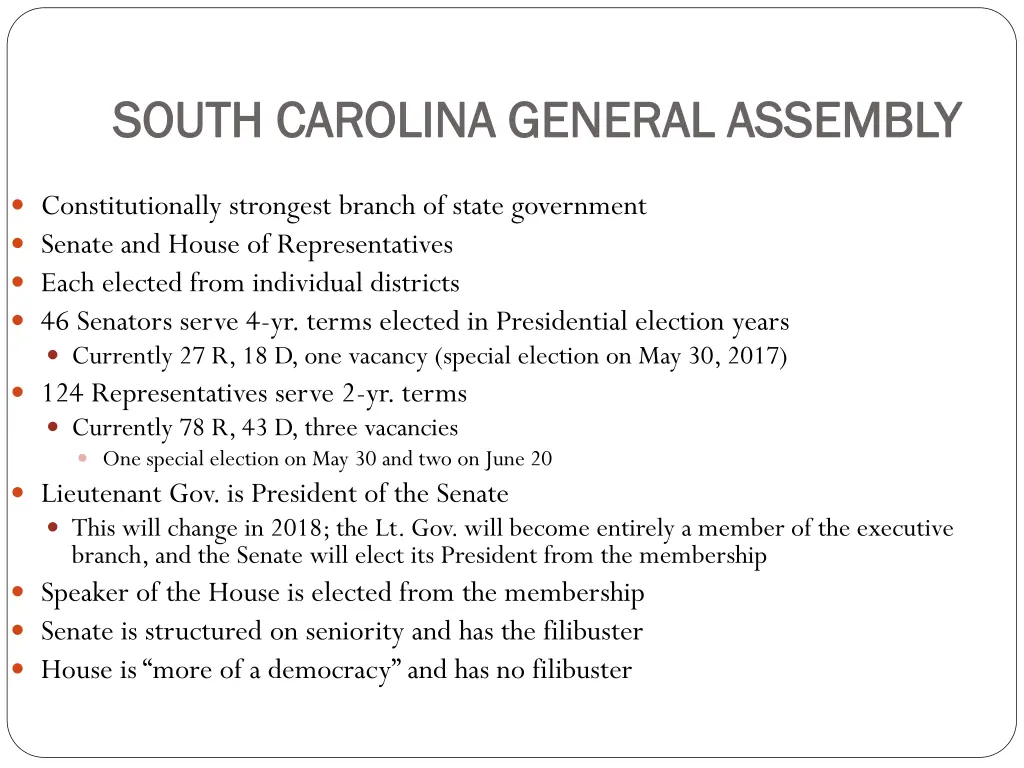 south carolina general assembly south carolina