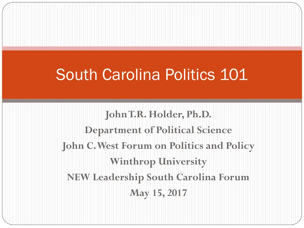 south carolina politics 101