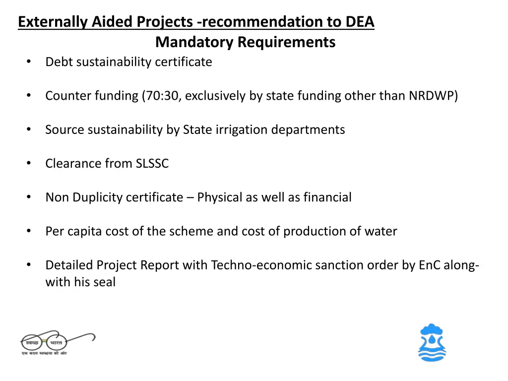 externally aided projects recommendation