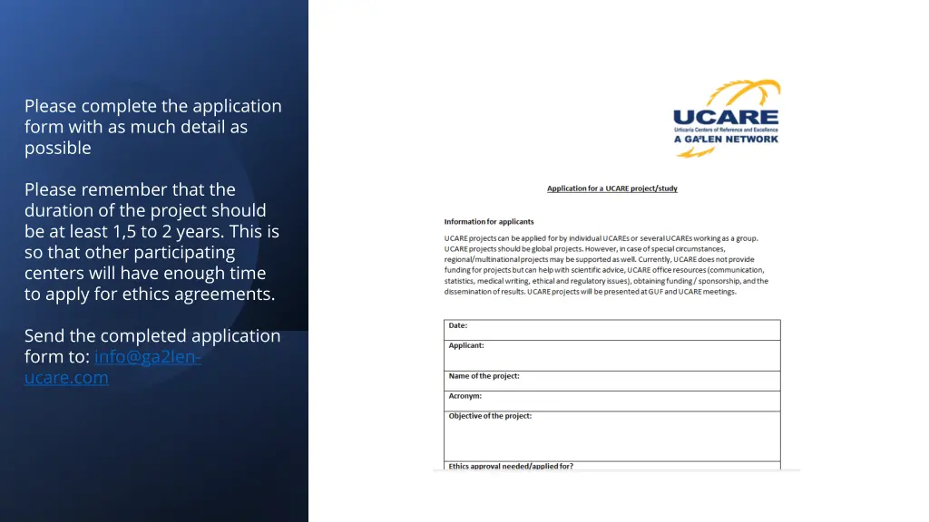please complete the application form with as much