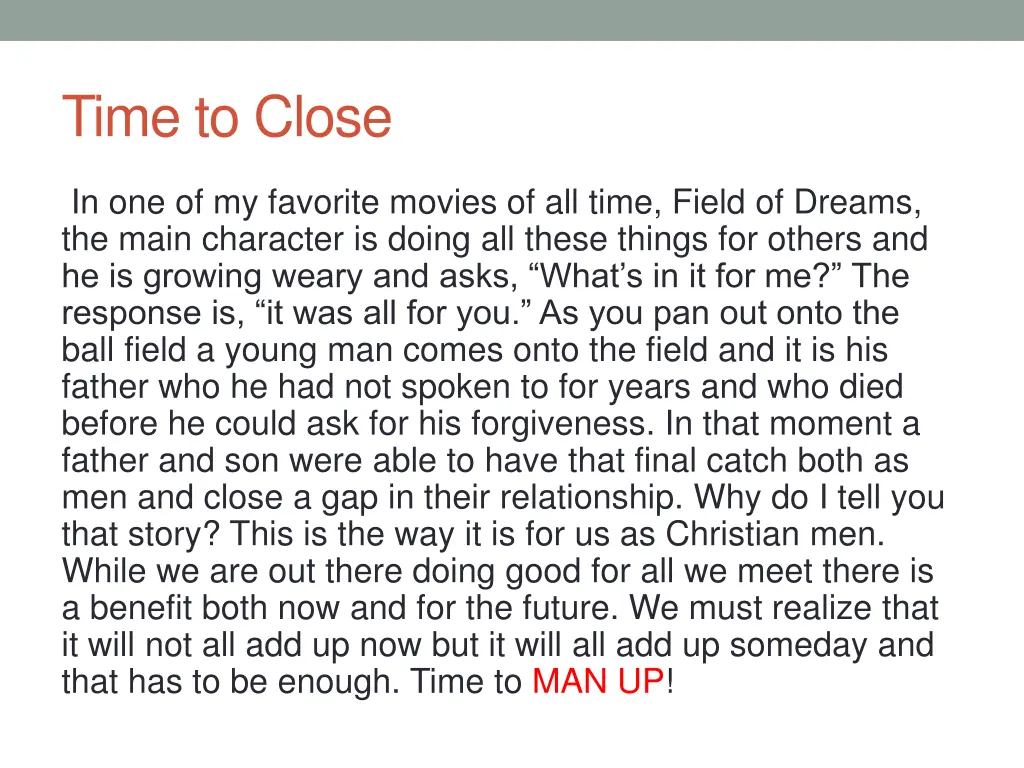time to close