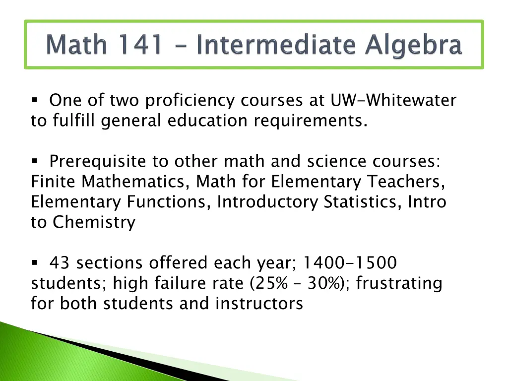 one of two proficiency courses at uw whitewater