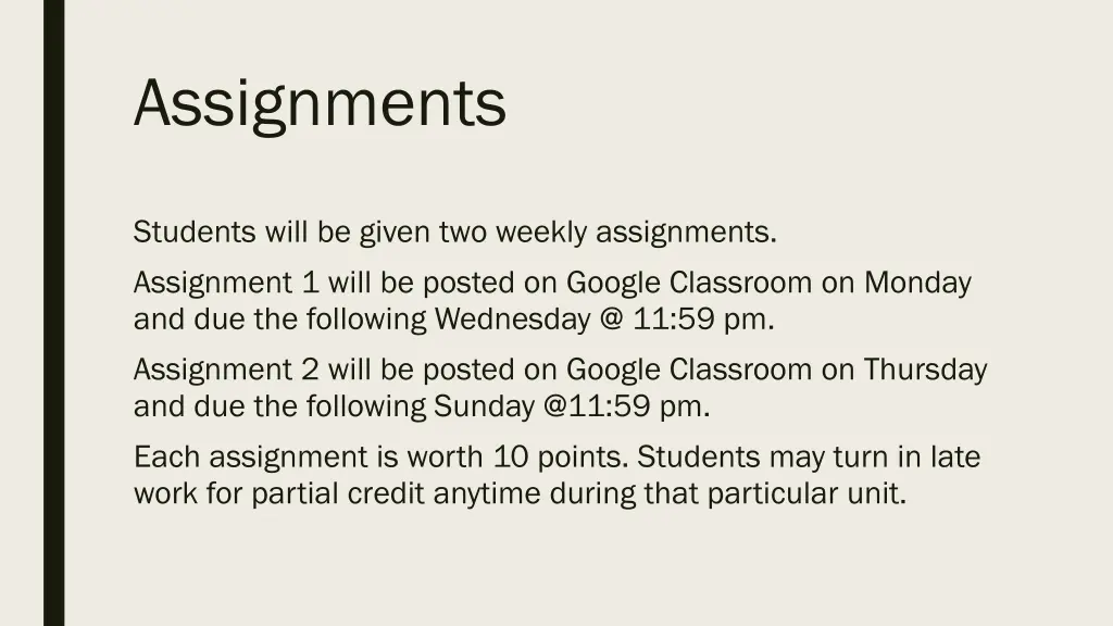 assignments