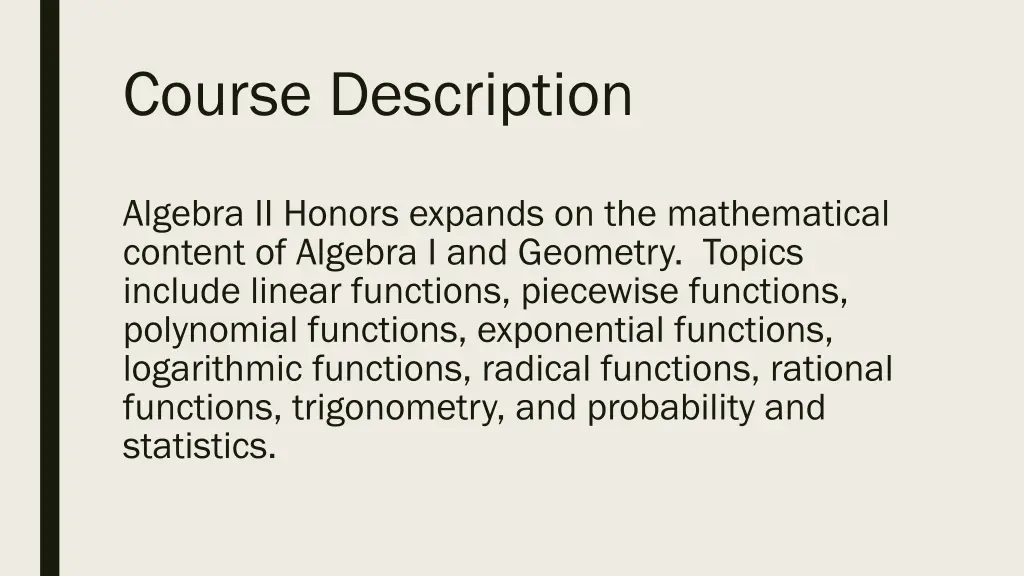 course description