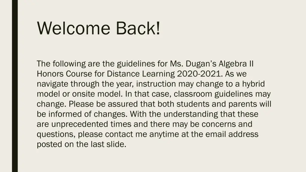 welcome back