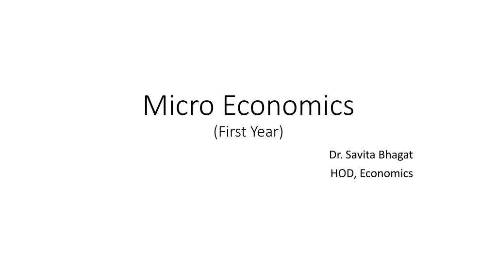 micro economics first year