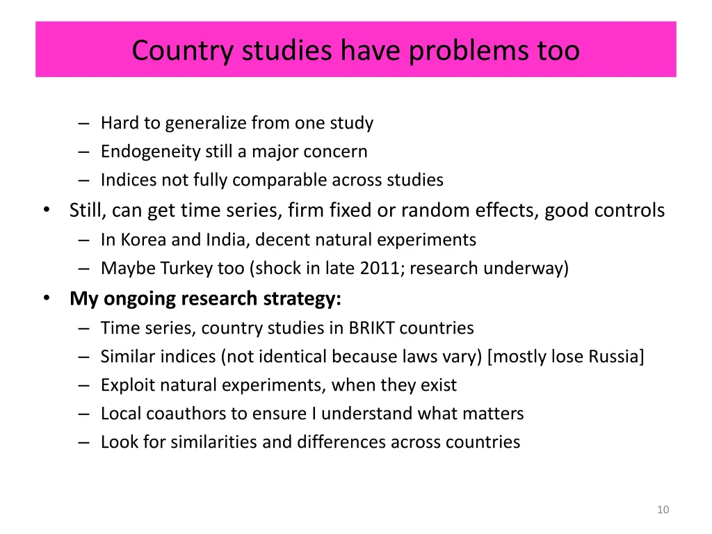 country studies have problems too