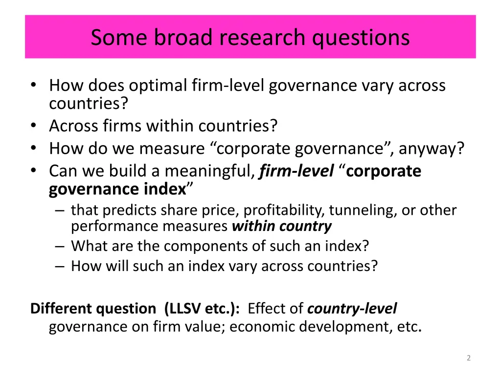 some broad research questions