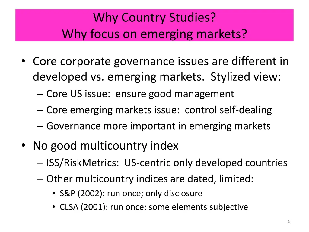 why country studies why focus on emerging markets