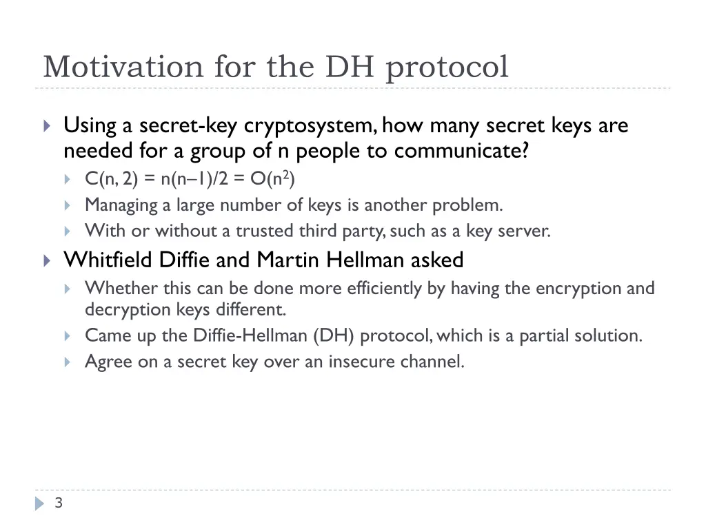 motivation for the dh protocol