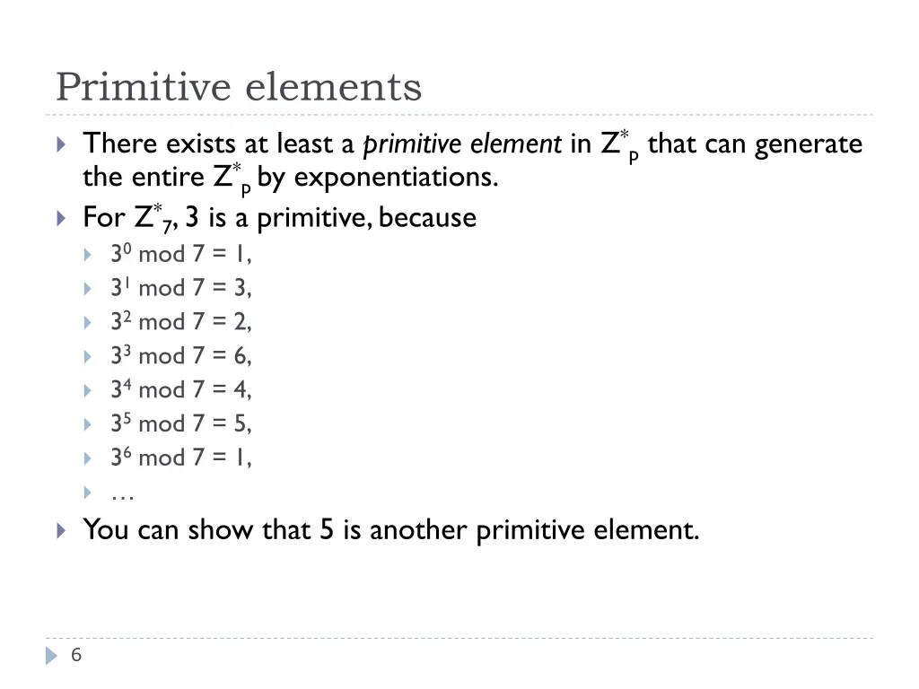 primitive elements