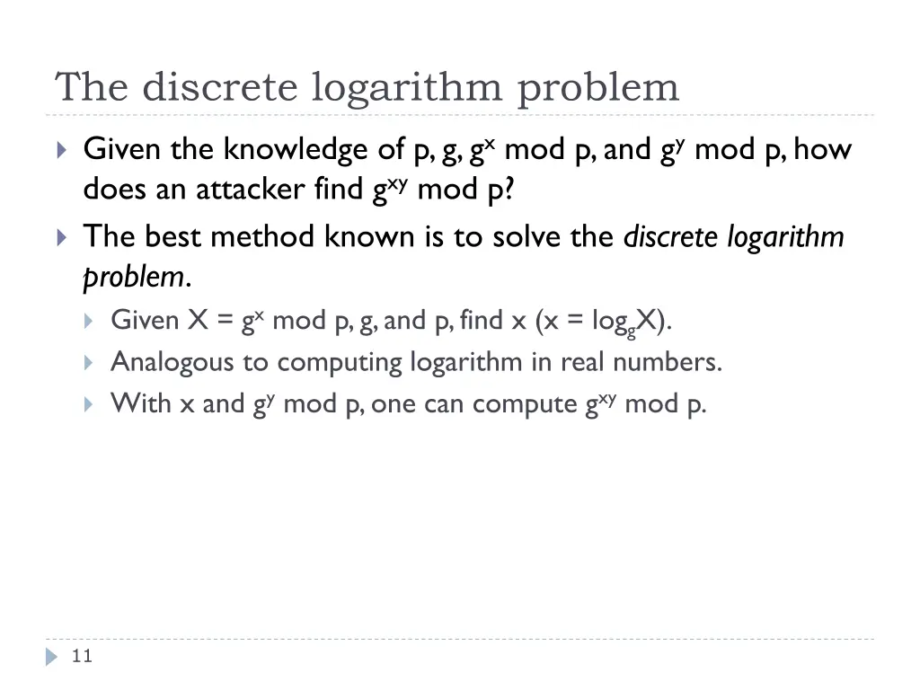 the discrete logarithm problem